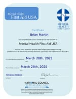 Mental Health First Aid USA Certification - Brian