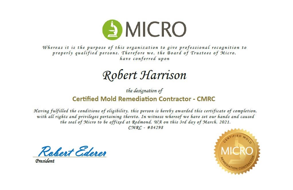 CMRC Certificate Rob Harrison