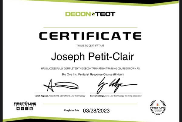 Decon-Tech Certification for Fentanyl Response